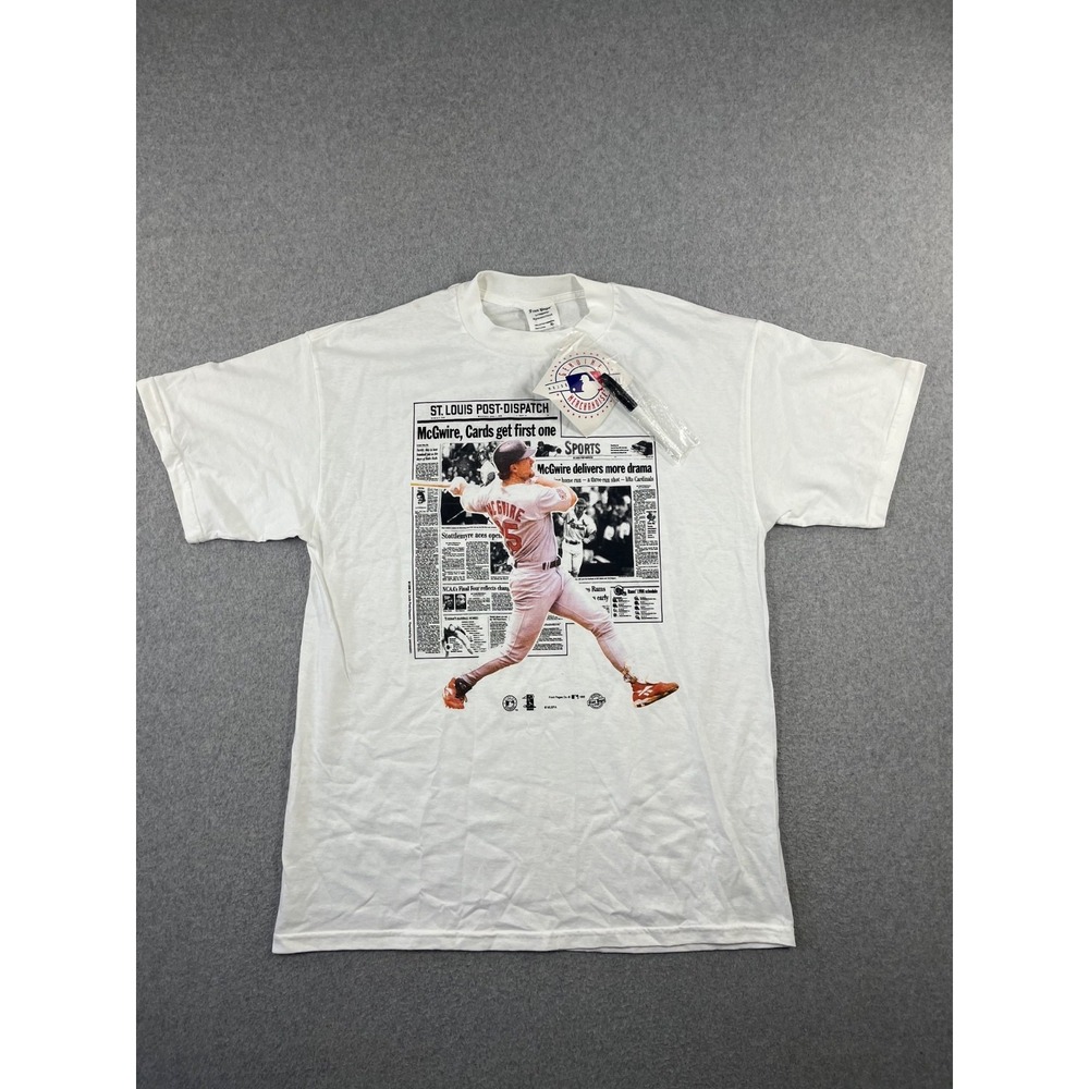 Vintage St Louis Cardinals Mark McGwire Shirt Men XL White 98 Home Run Countdown